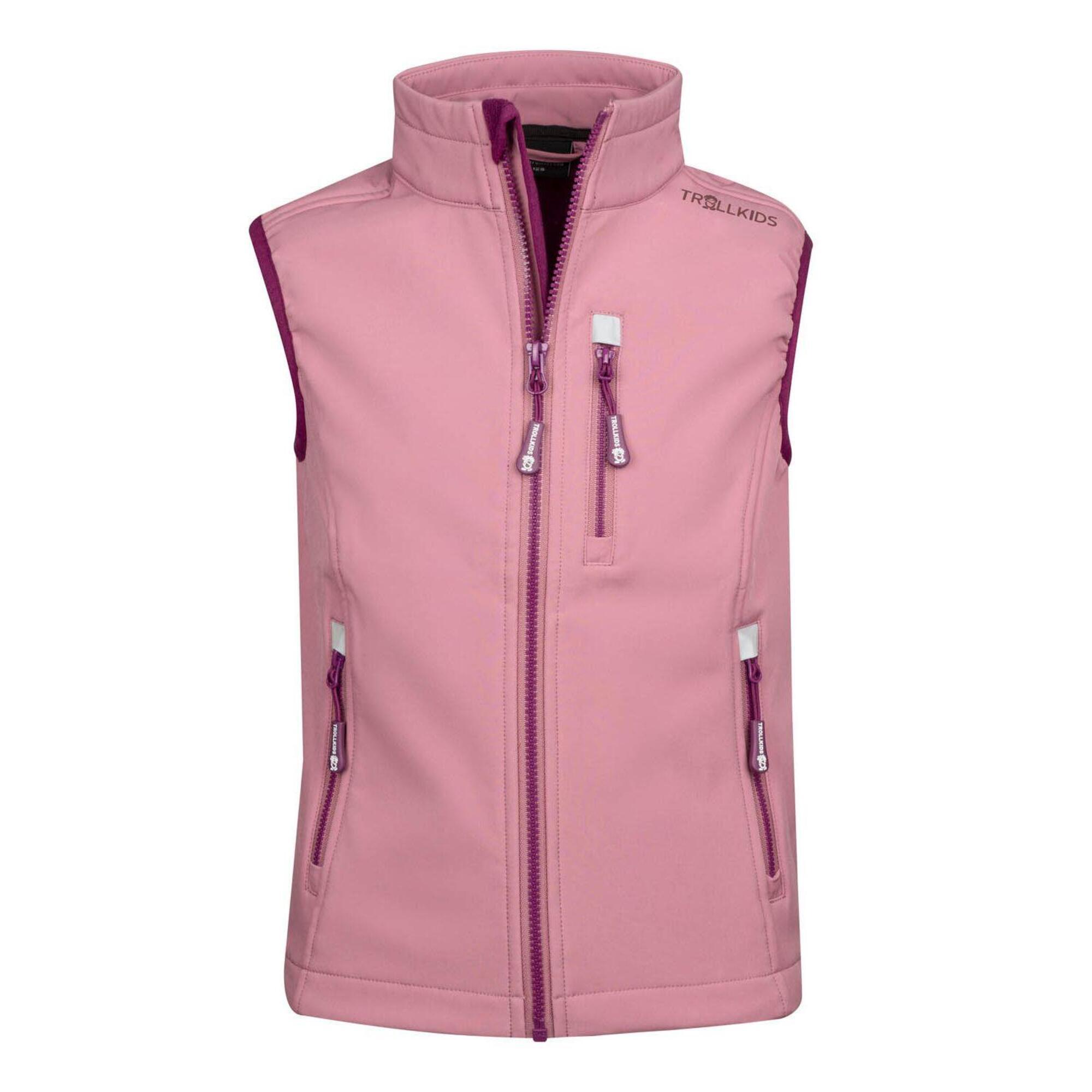 Children's softshell vest Trollfjord orchid/cherry tree