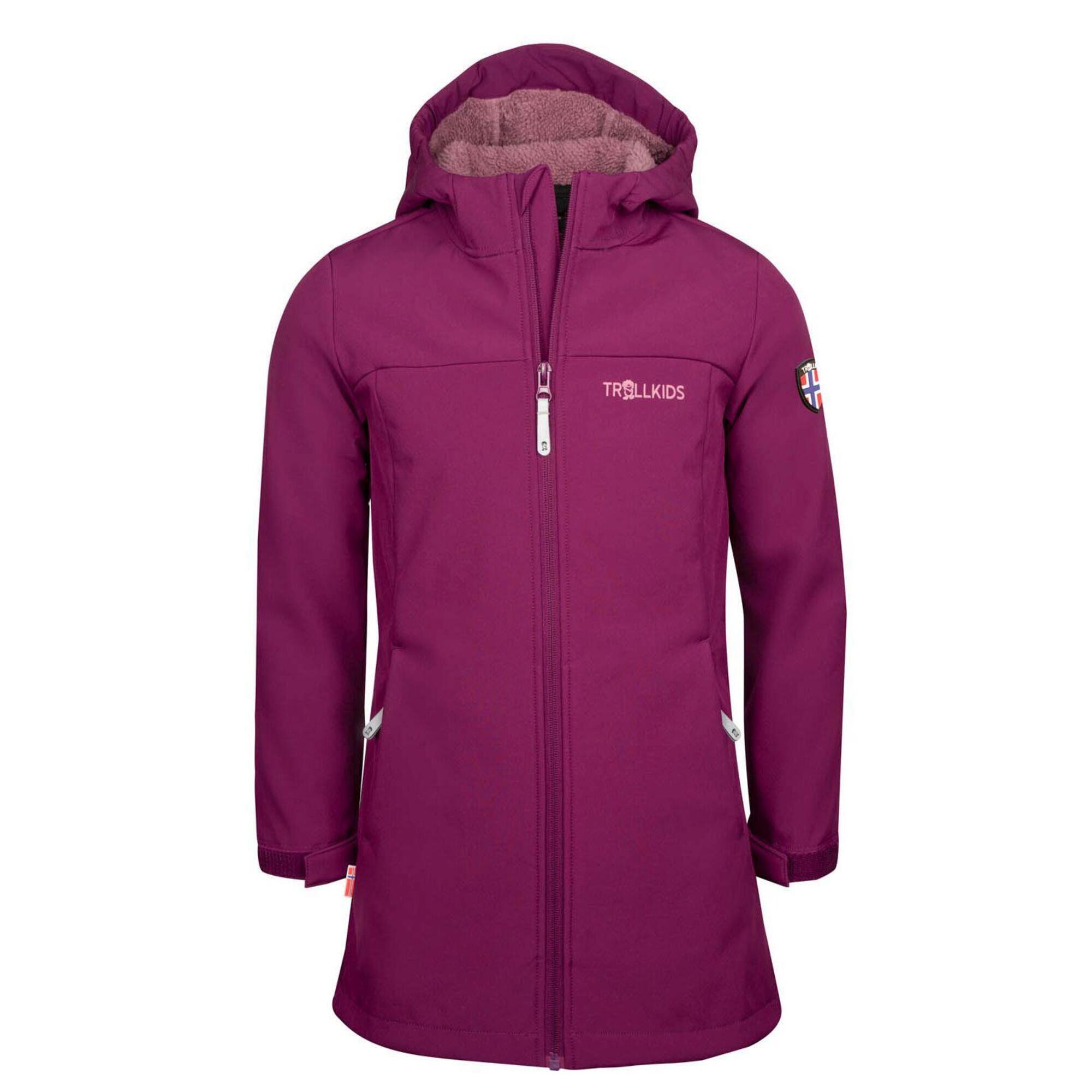 Kristiansand blackberry/orchid softshell coat for girls