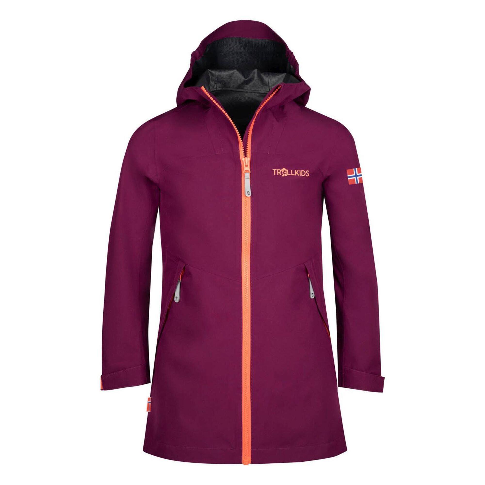 Lillehammer blackberry/peach raincoat for girls