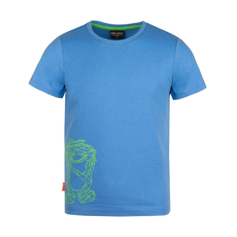 Kinder T-Shirt Oppland Mittelblau/Grün