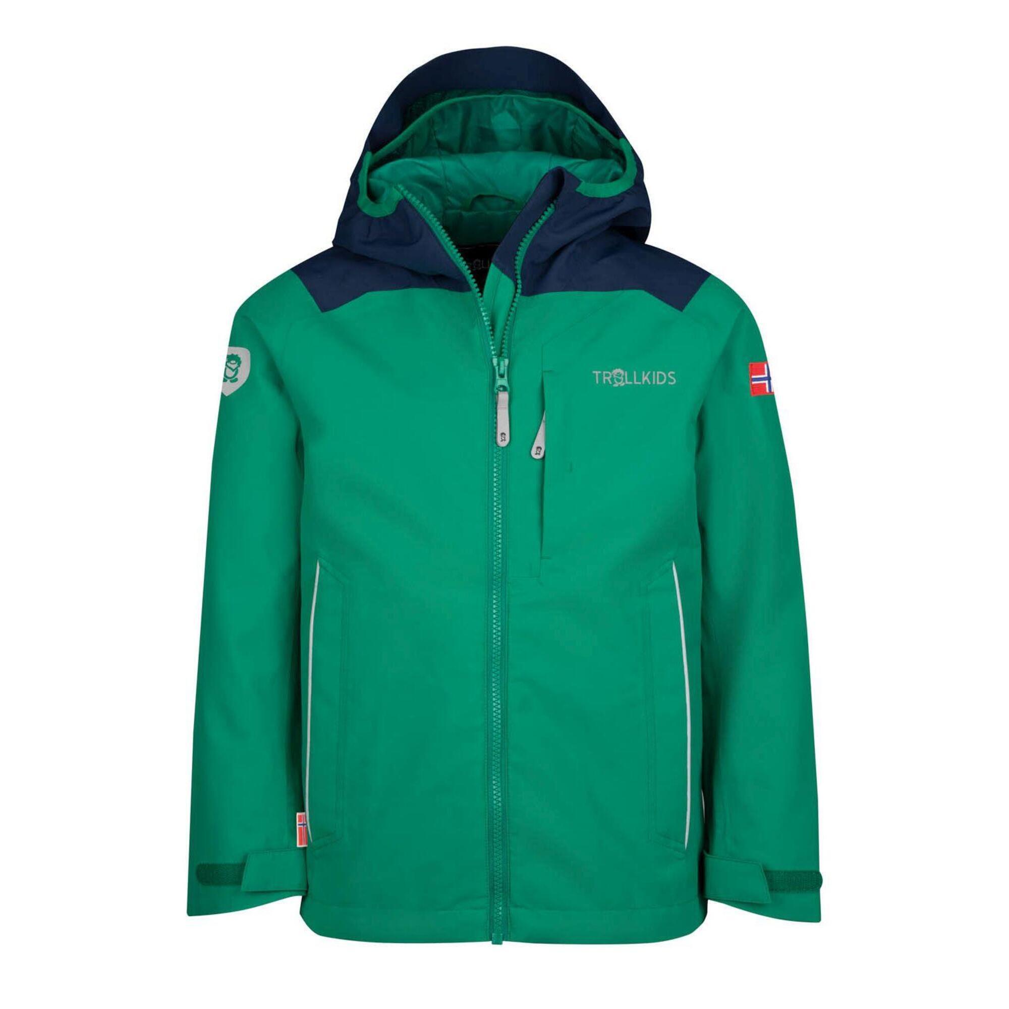 Bergen children's rain jacket pepper green/navy blue