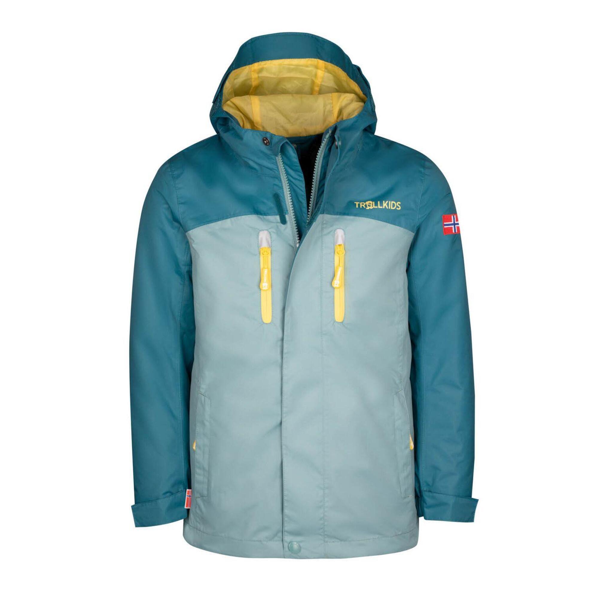 Girl's Nusfjord rain jacket glacier/oil green