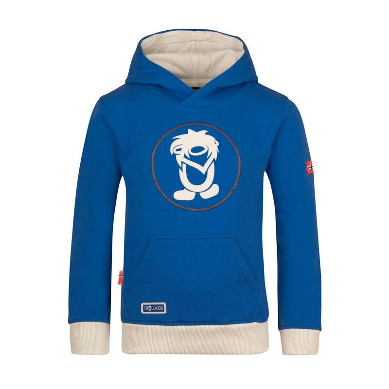 Sweat à capuche enfant Troll bleu vif/nuageux gris