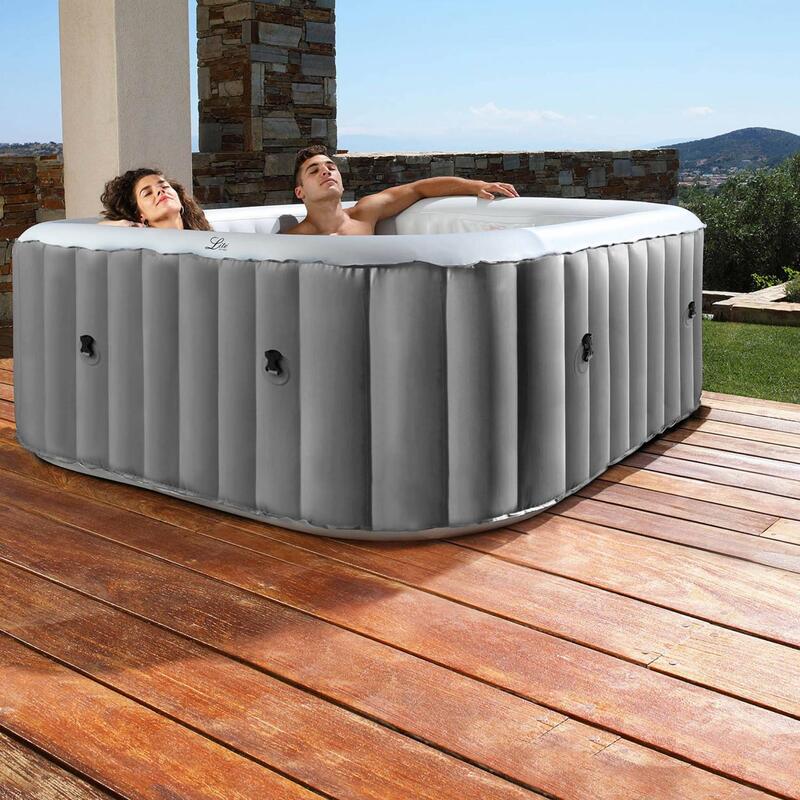 Spa gonflable carré – Fjord 6 gris - 6 personnes 185cm, PVC, pompe,