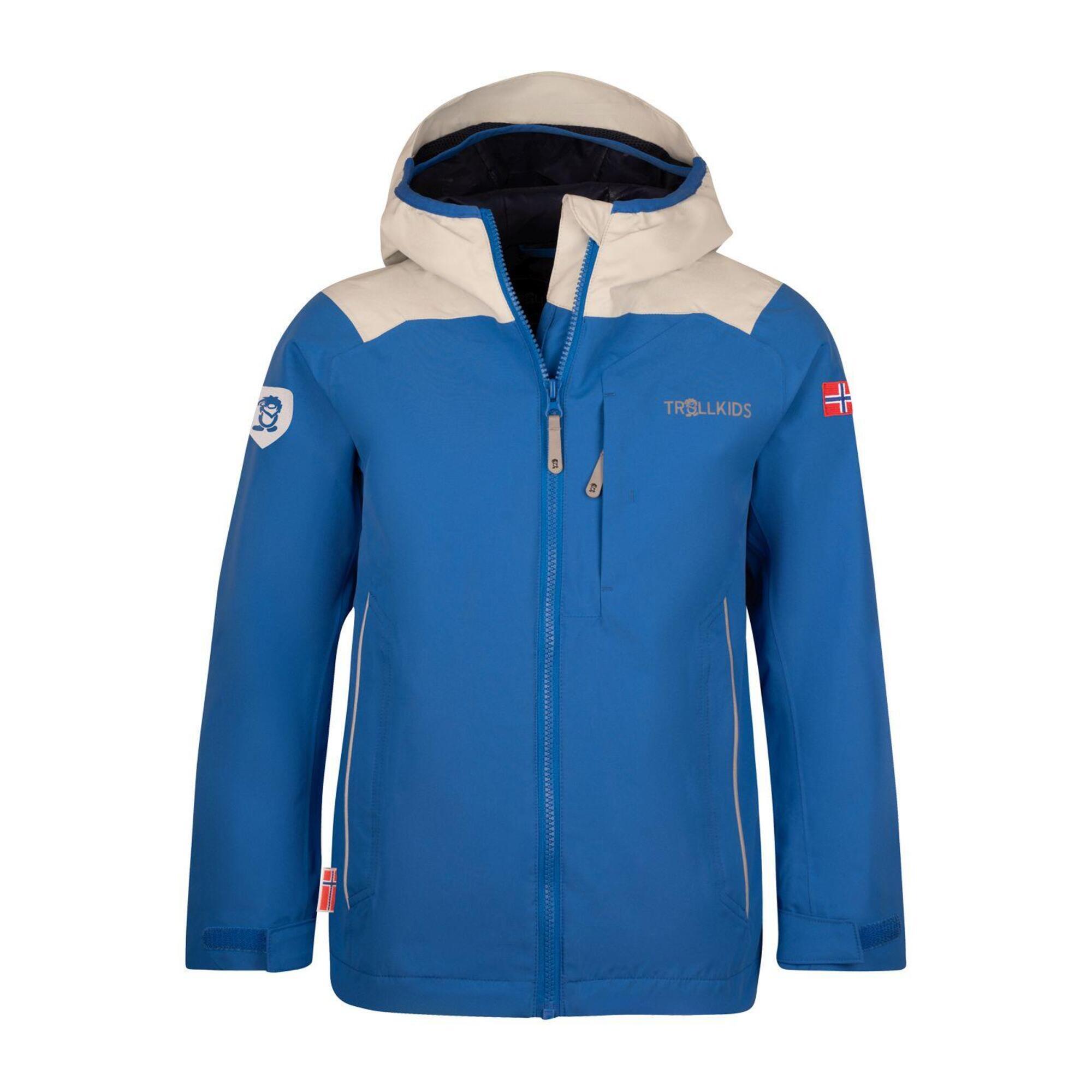 Bergen children's rain jacket bright blue/cloudy grey