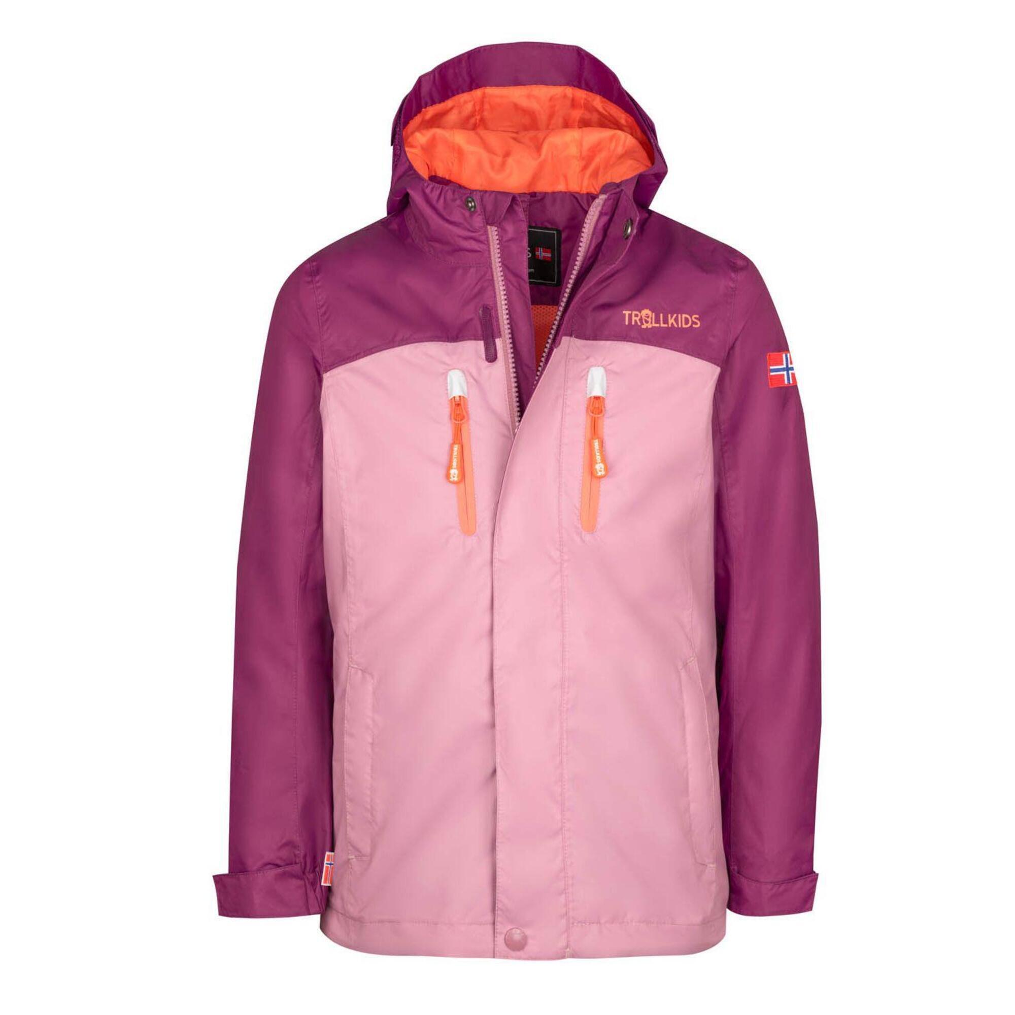 Girl's Nusfjord rain jacket orchid/blackberry