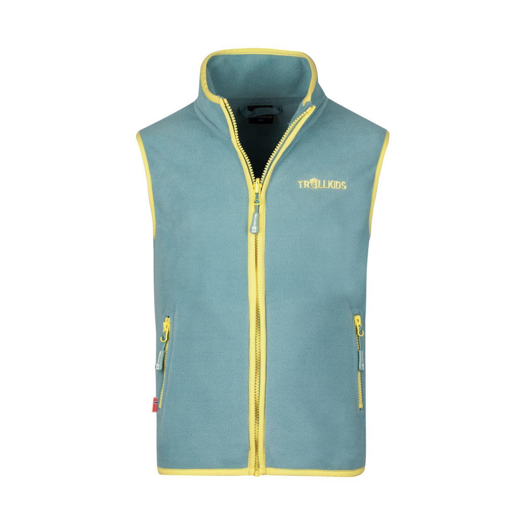 Arendal children's fleece vest Glacier green/Limonade