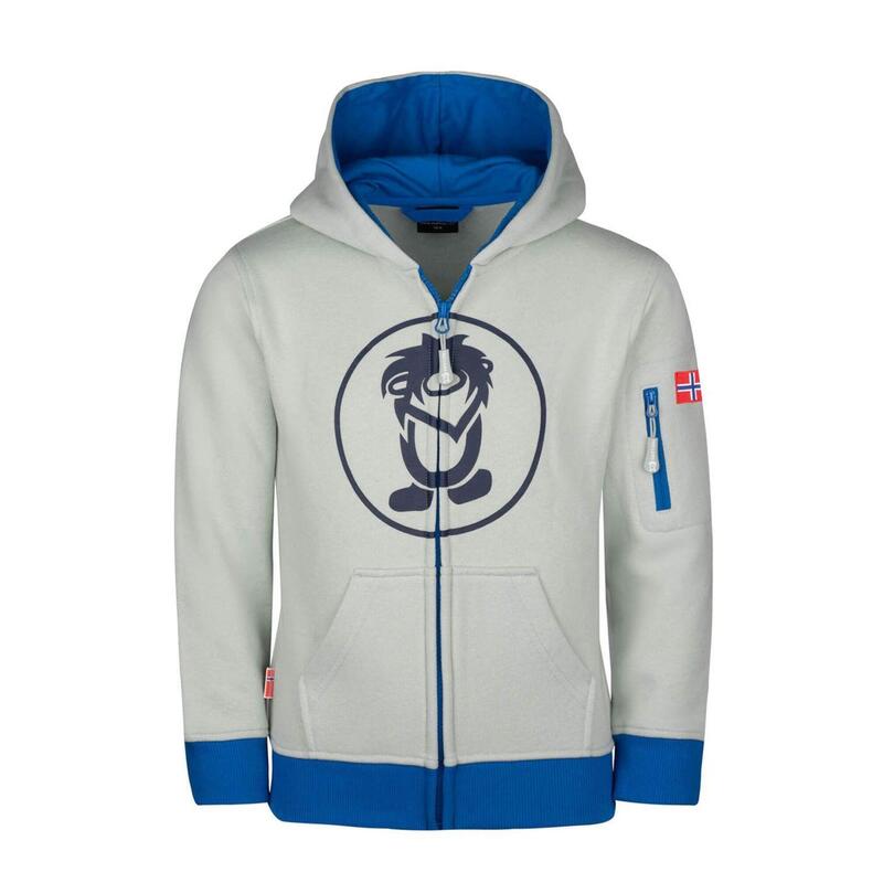 Kinder Hoodie Sortland Wolkengrau/Leuchtendes Blau