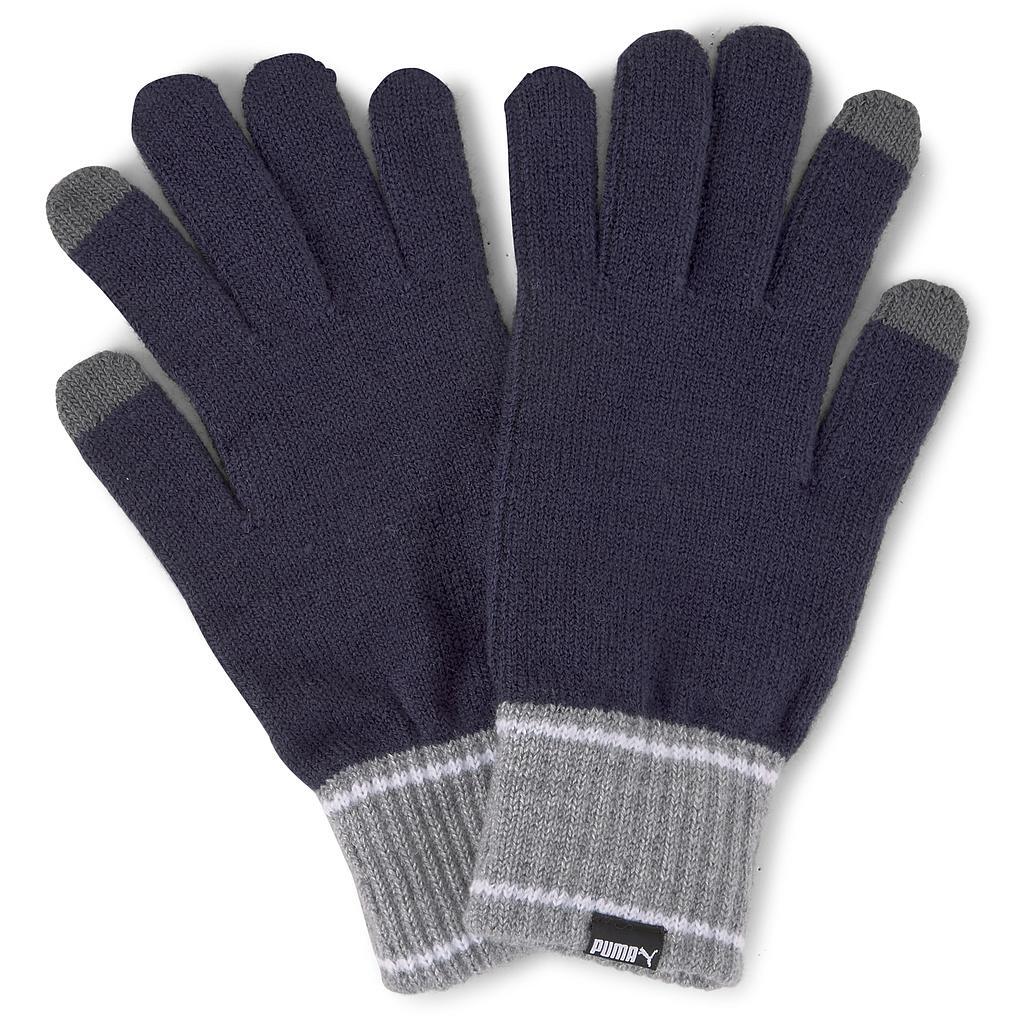 Puma Knit Gloves, Peacoat/Gray Heather 1/1