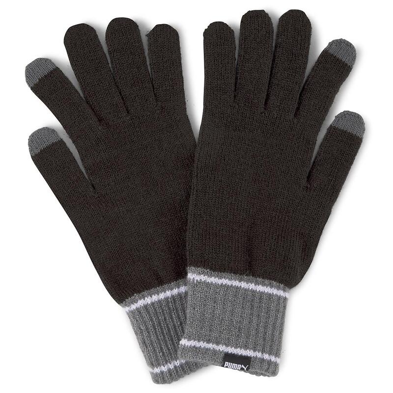 Puma Knit Gloves, Black/Gray Heather