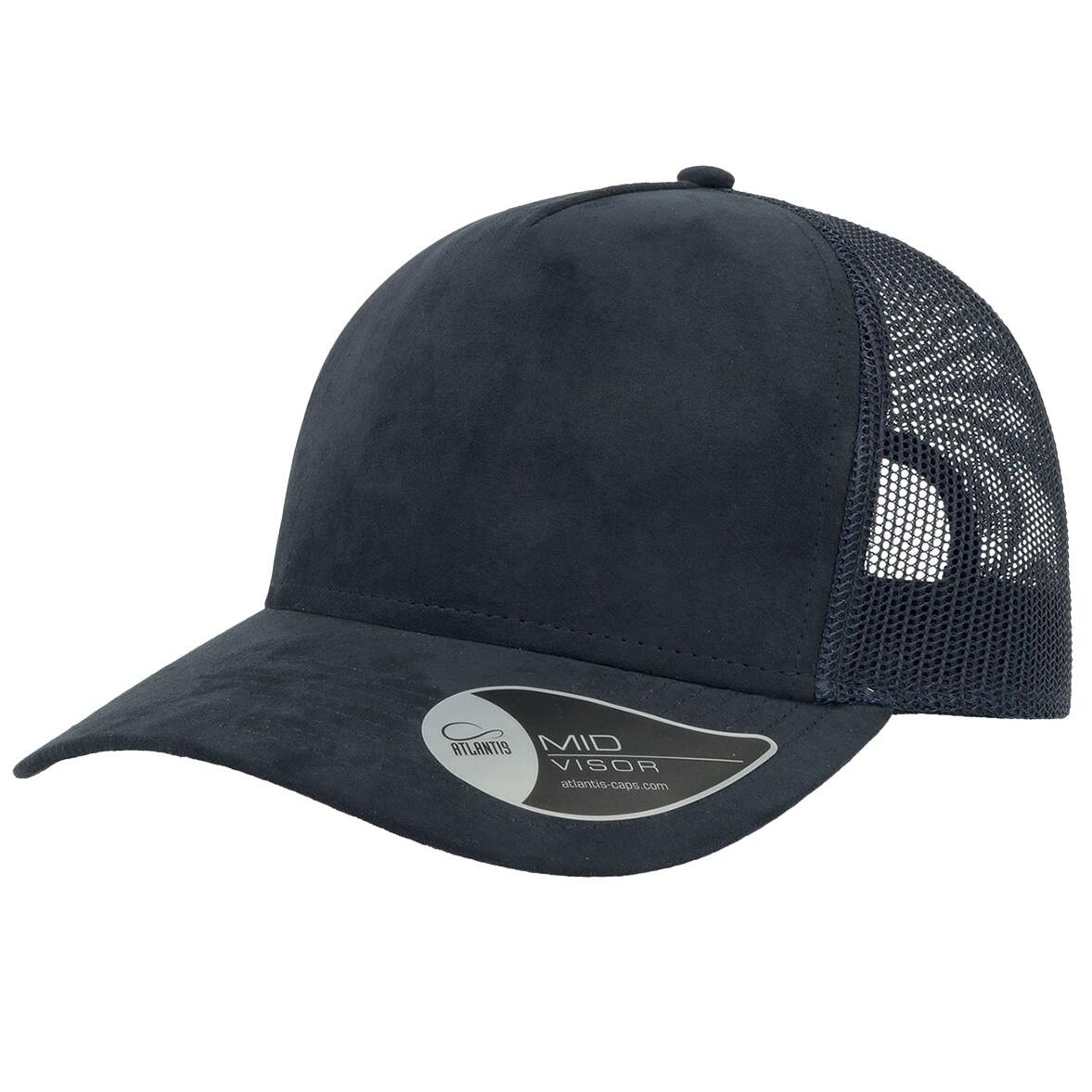 Rapper Faux Suede 5 Panel Trucker Cap (Navy) 1/3