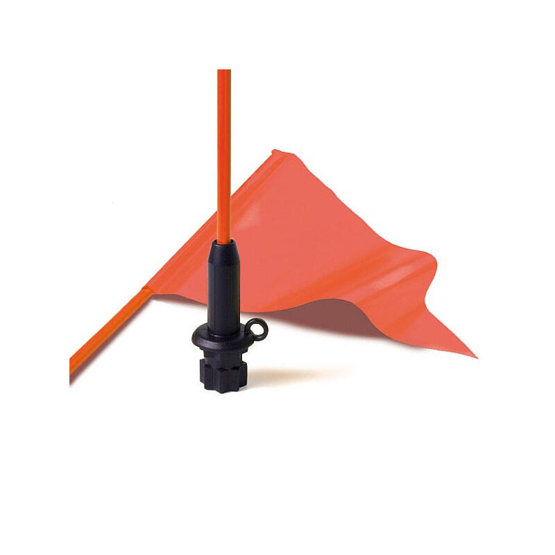 Flagge auf orangefarbener Peitschenstange – schwarzer Sockel – RAILBLAZA