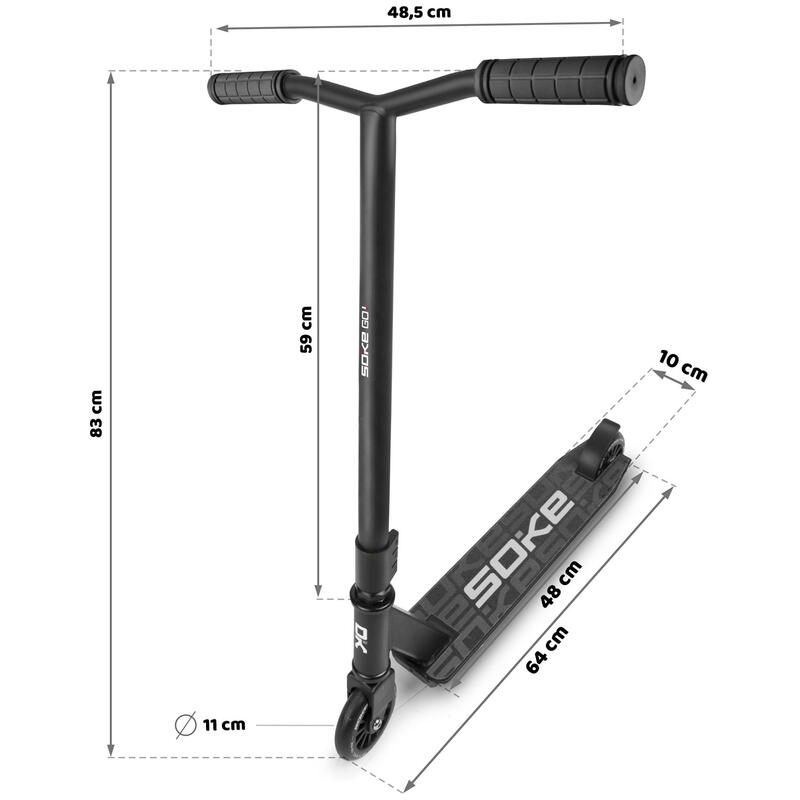 Monopattino freestyle adulto Soke Go, Nero