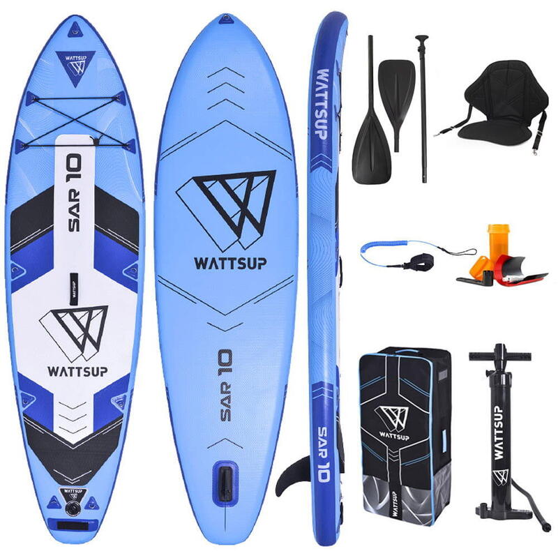 WATTSUP SAR SUP Board Stand Up Paddle gonflable KAJAK SIÈGE 2en1 pagaie 305 cm