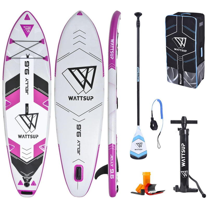 Wattsup JELLY 9'6" SUP Board Stand Up Paddle Opblaasbare Surfplank Paddle Roze