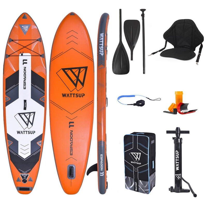 WattSup ESPADON SUP Board Stand Up Paddle opblaasbare KAYAK SEAT 2in1 Paddle 11'