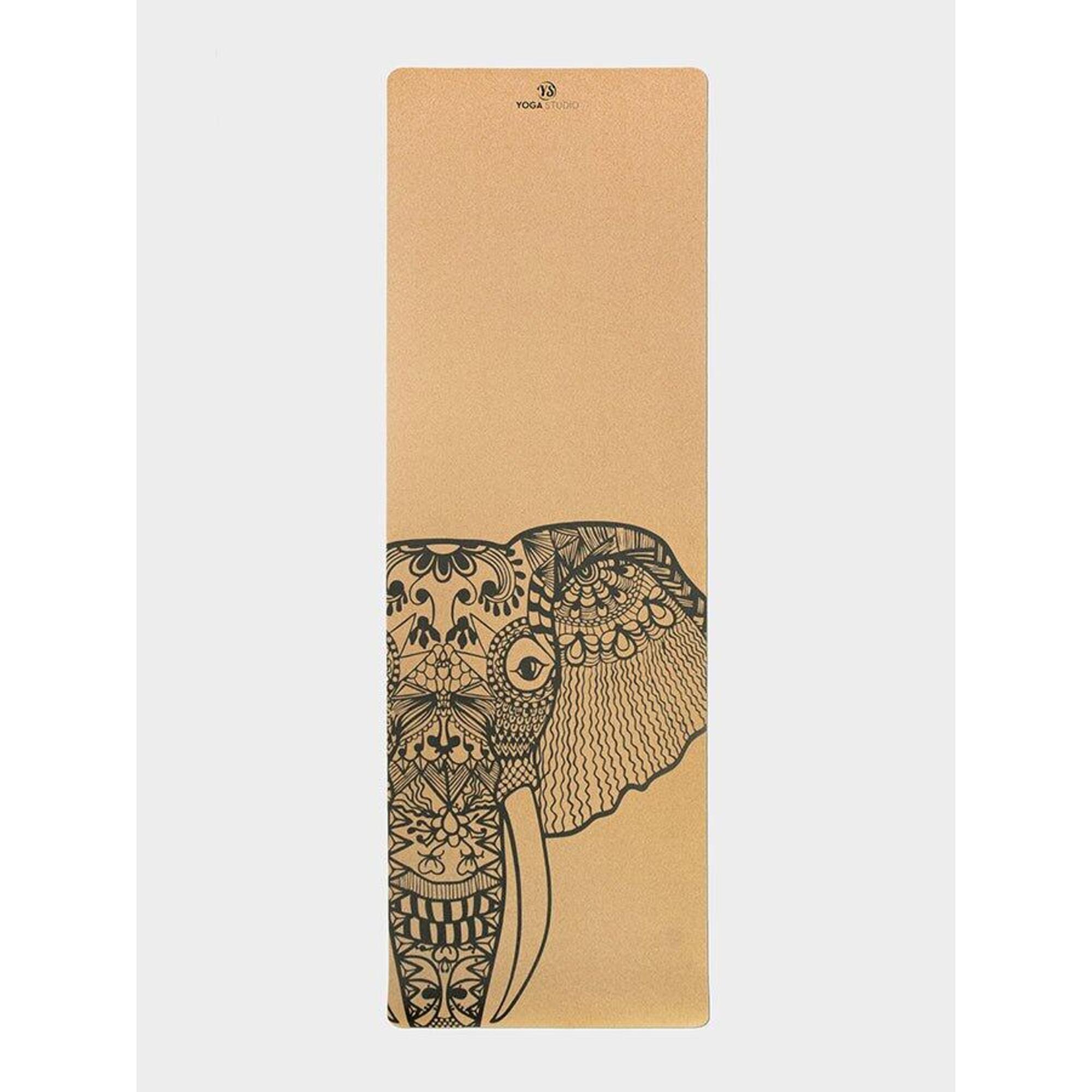 Yoga Studio Elephant Cork Yoga Mat 4mm - Teal Elephant 1/4