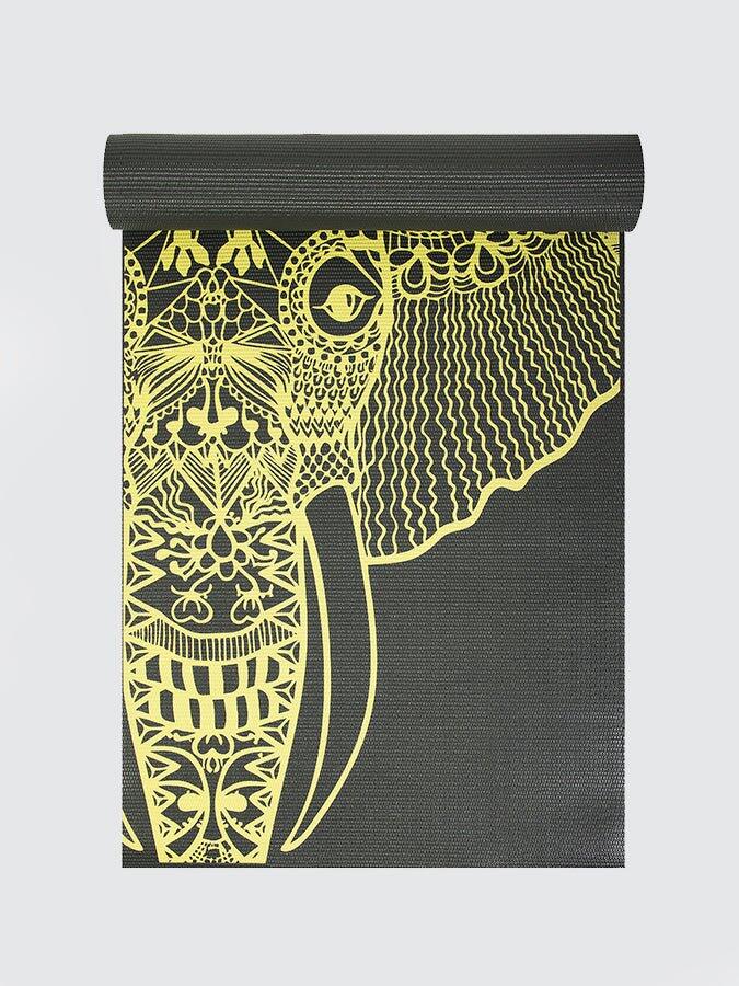 The Yoga Studio Designed Mats 6mm - Grey Mat Yellow Elephant 2/3