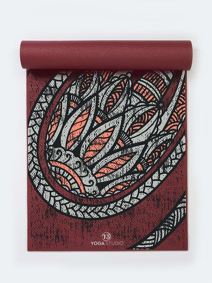 The Yoga Studio Designed Mats 6mm - Burgundy Mat Pepper Paisley 2/3