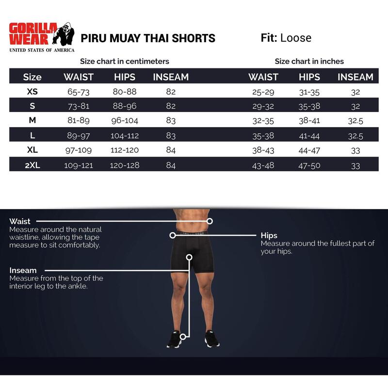 Piru Muay Thai Short - Blanc/Noir - XS