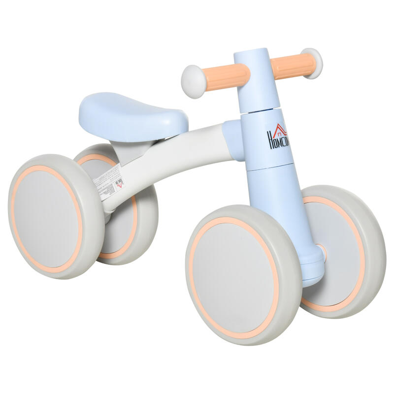 Bicicleta sin pedales infantil con 4 ruedas HOMCOM 60x24x37 cm azul