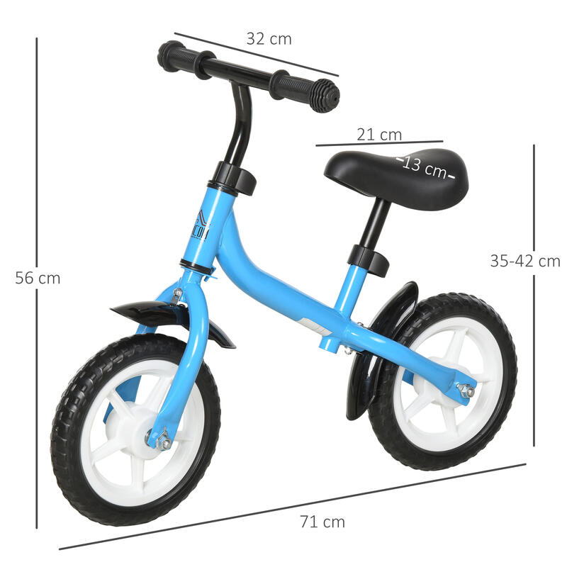 Bicicleta de Equilíbrio Infantil HOMCOM 71x32x56 cm Azul