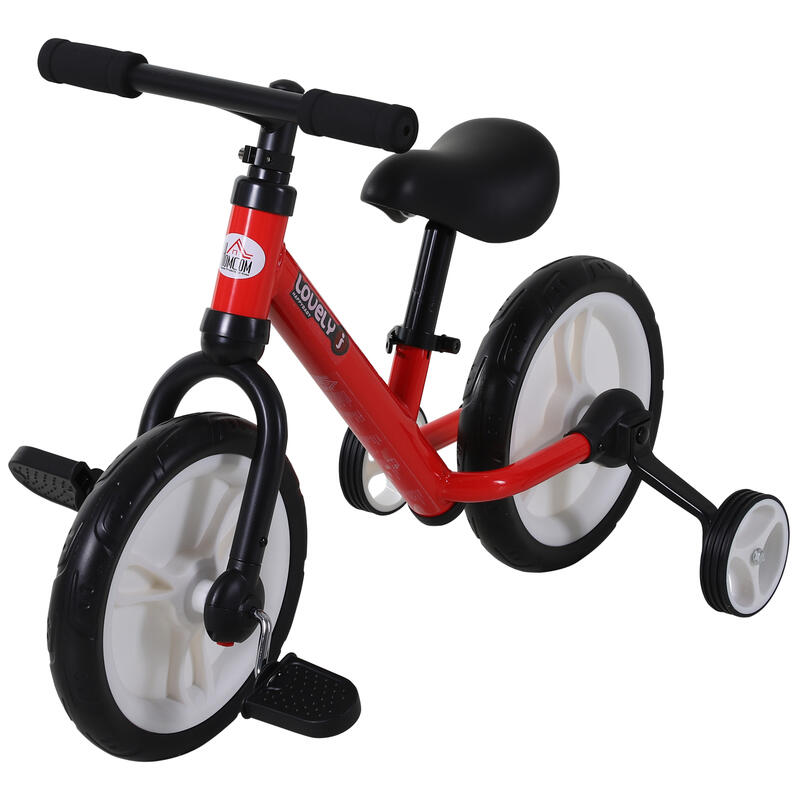 Bicicleta equilibrio 2 en 1 Homcom rojo 85x36x54 cm
