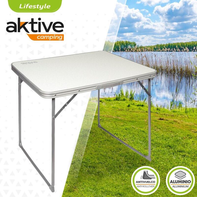 AKTIVE - Table Pliante avec Poignée de Transport. Table de Camping 80x40x70 cm