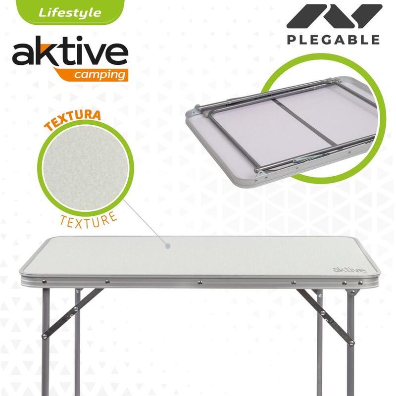 AKTIVE - Table Pliante avec Poignée de Transport. Table de Camping 80x40x70 cm