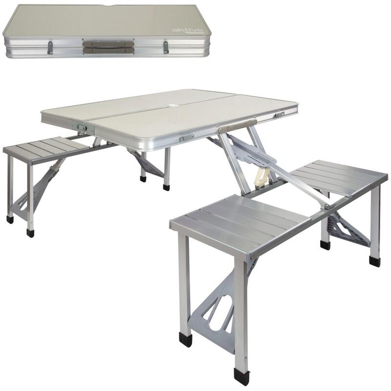 AKTIVE - Ensemble Table et Chaise. Table Pliante avec 4 Tabourets 135x86x67 cm