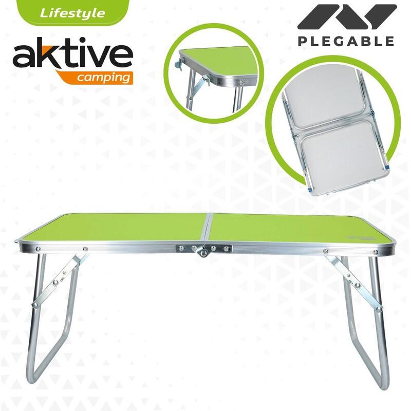 AKTIVE - Table Pliante en Aluminium avec Poignée. Table de Camping, Vert