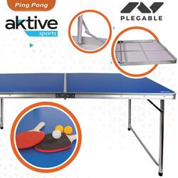 Mesa Ping-Pong Dobrável AKTIVE Camping (Azul - Aço - 160x80x70 cm)