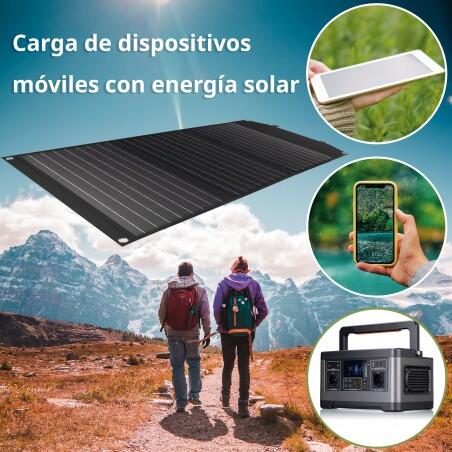 BRESSER Mobiles Solar-Ladegerät 90 Watt mit USB- u. DC-Anschluss