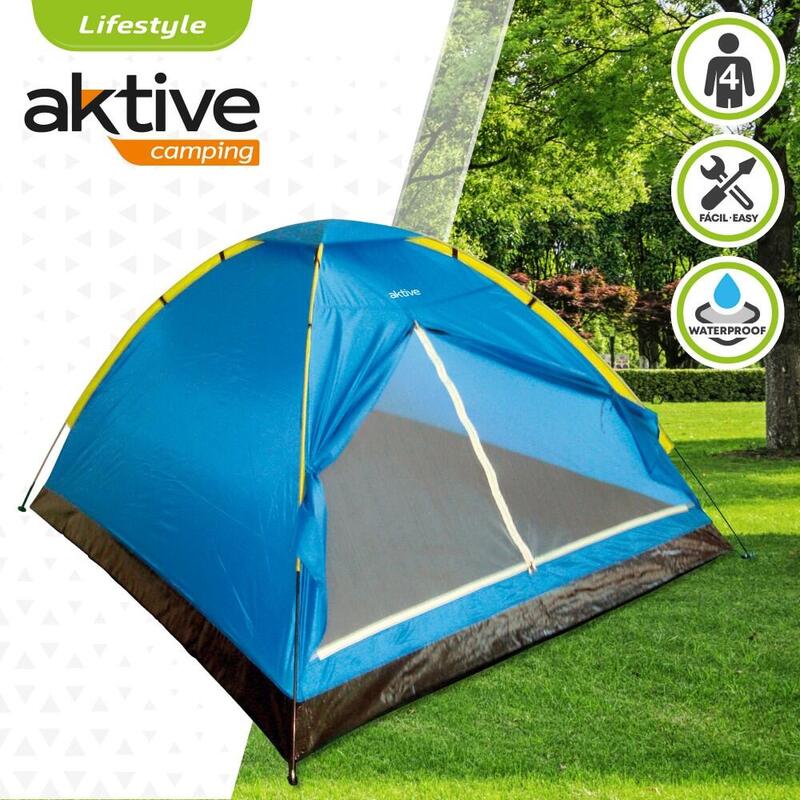Tienda campaña dome para 4 personas aktive camping 210x240x130 cm