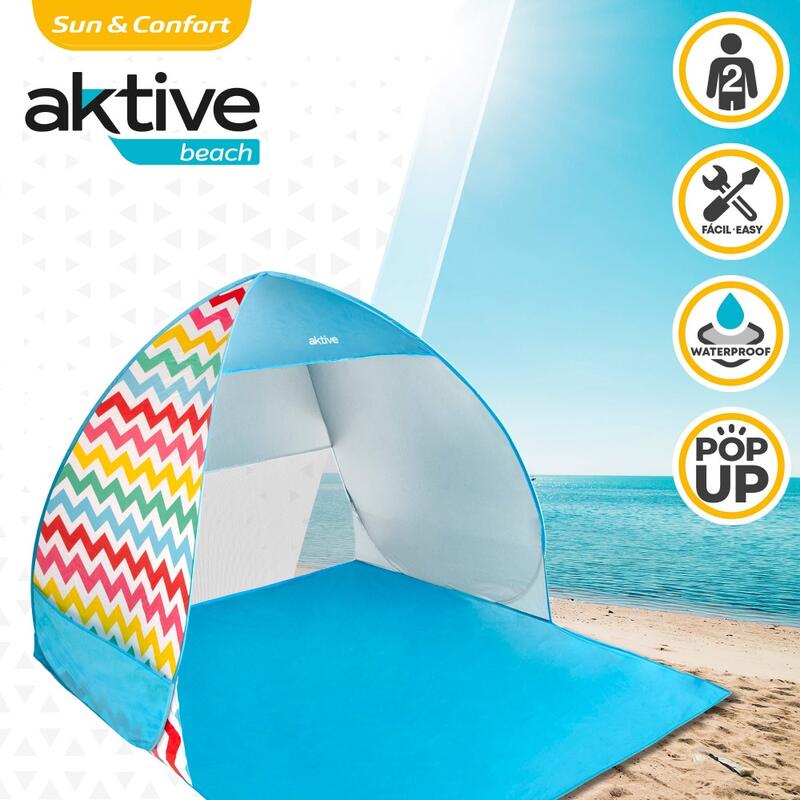 bibliotecario disco Hacia arriba Tienda de playa Pop Up multicolor UV50 Aktive Beach | Decathlon