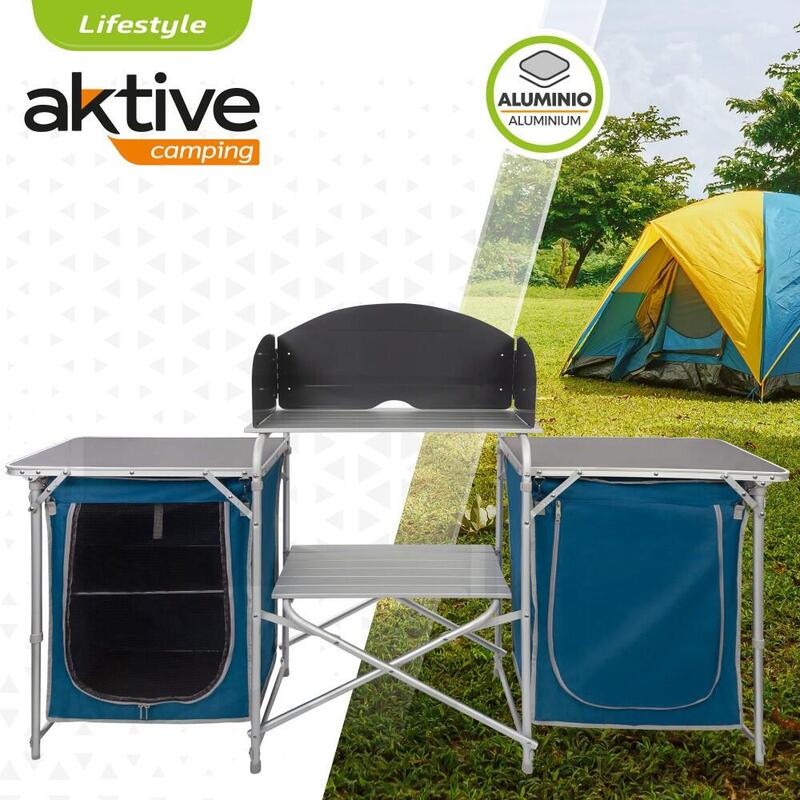 Mueble plegable cocina camping paravientos Aktive - 172x35x80-111 cm | Decathlon