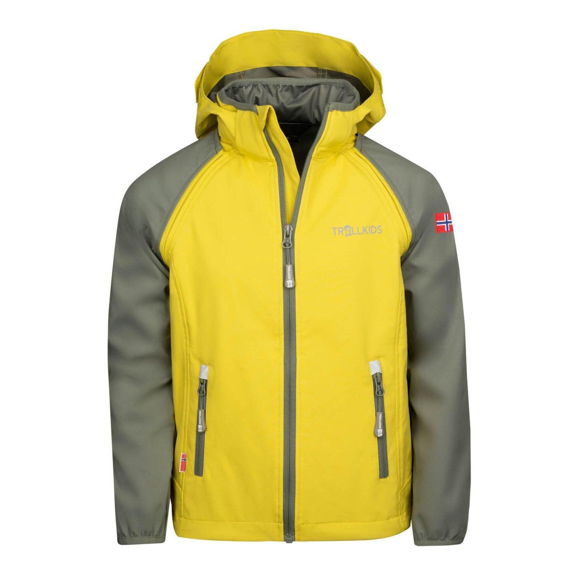 Children's softshell jacket Rondane Cloudy Yellow/Glow Blue