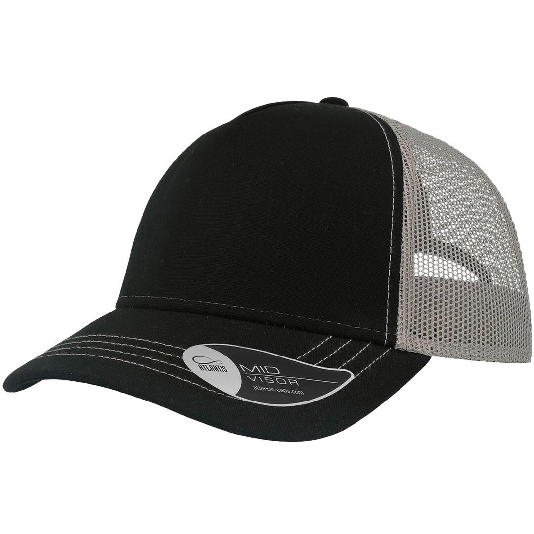 Rapper Canvas 5 Panel Trucker Cap (Black/Grey) 1/3