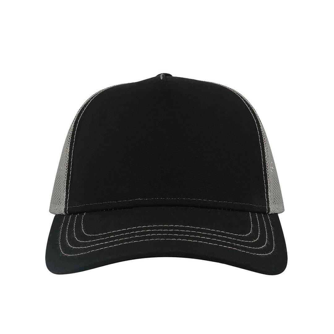 Rapper Canvas 5 Panel Trucker Cap (Black/Grey) 3/3