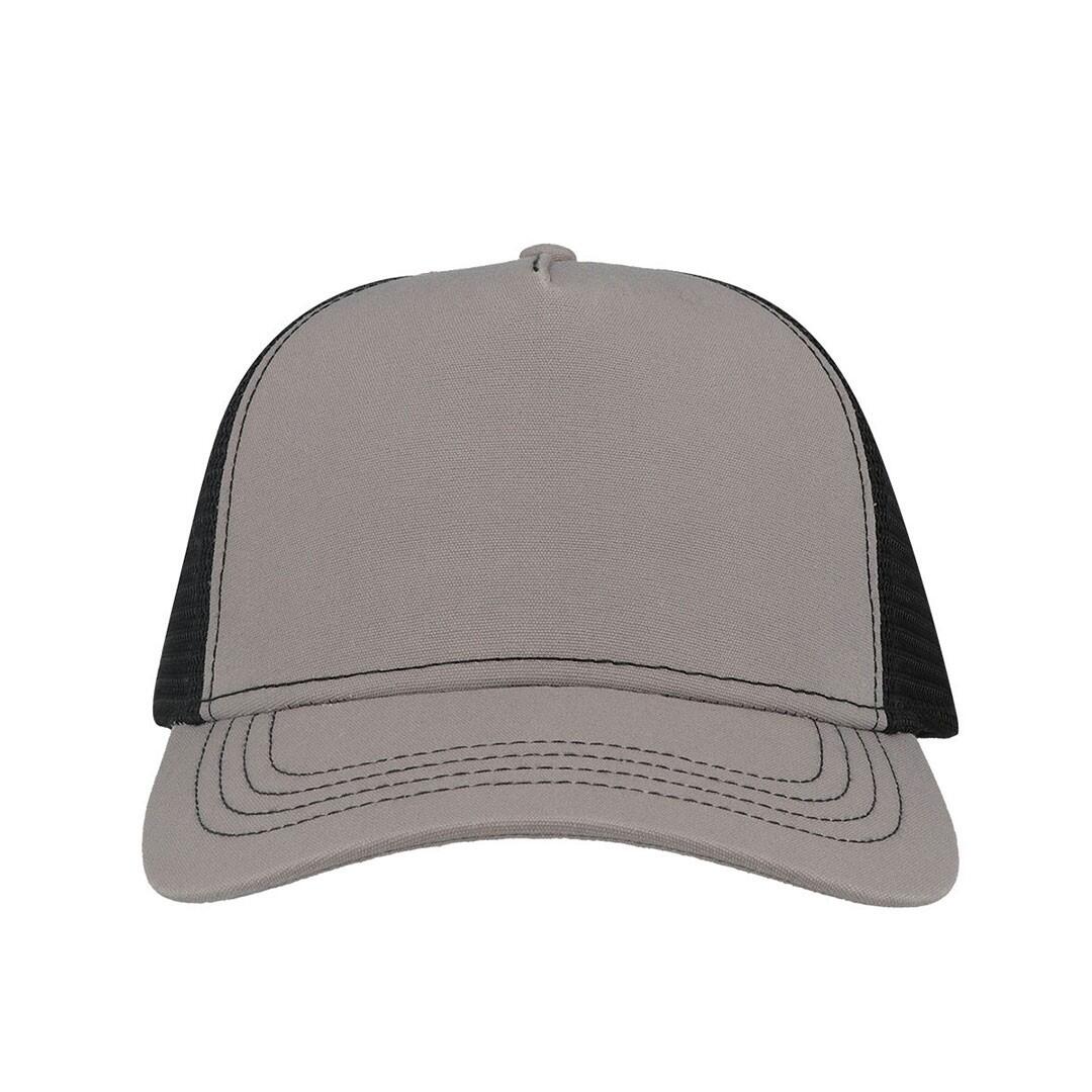 Rapper Canvas 5 Panel Trucker Cap (Grey/Black) 3/3