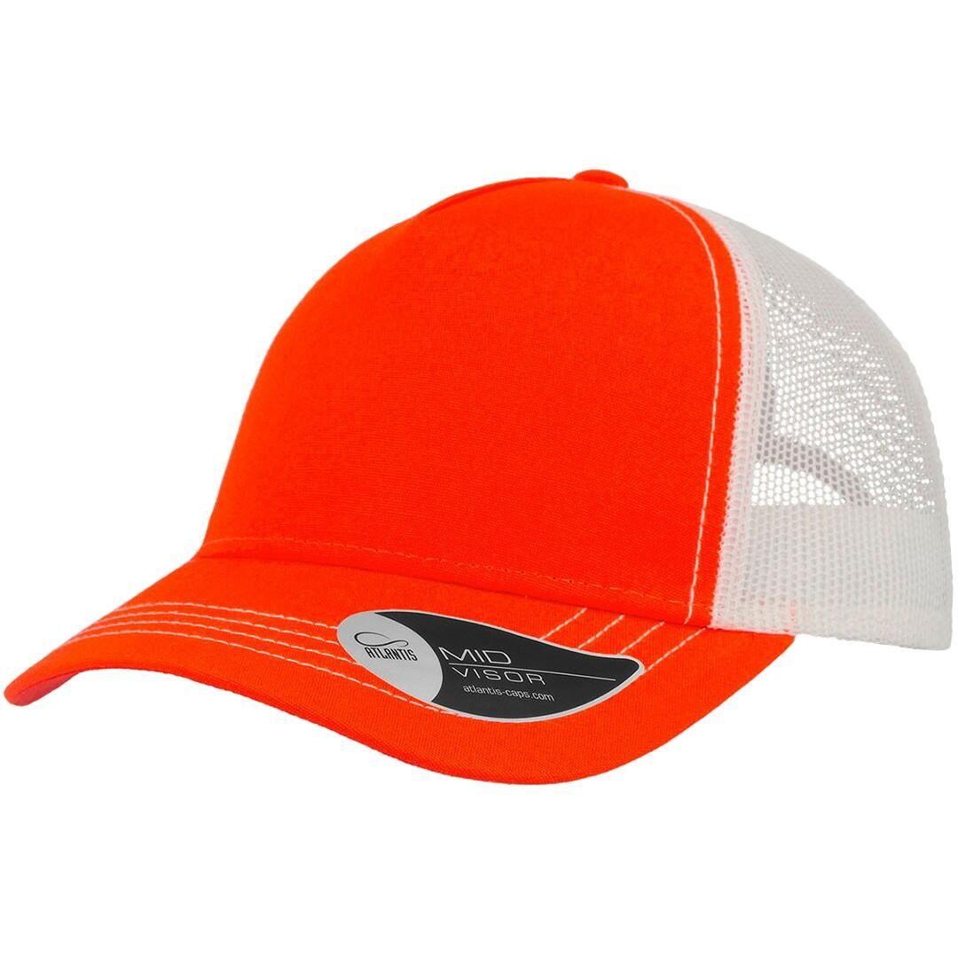 ATLANTIS Rapper Canvas 5 Panel Trucker Cap (Orange/White)