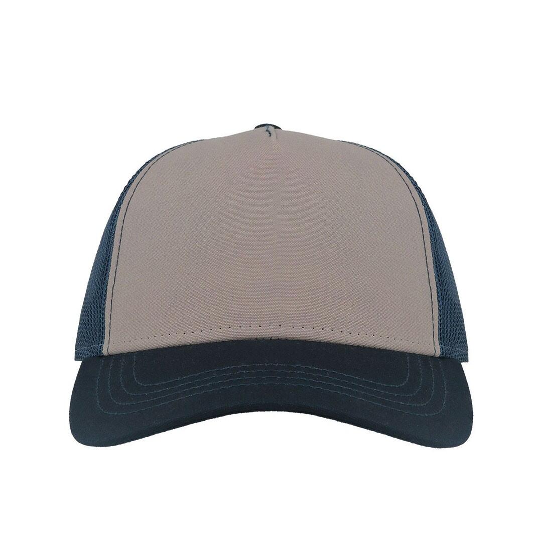 Rapper Canvas 5 Panel Trucker Cap (Grey/Navy) 3/3