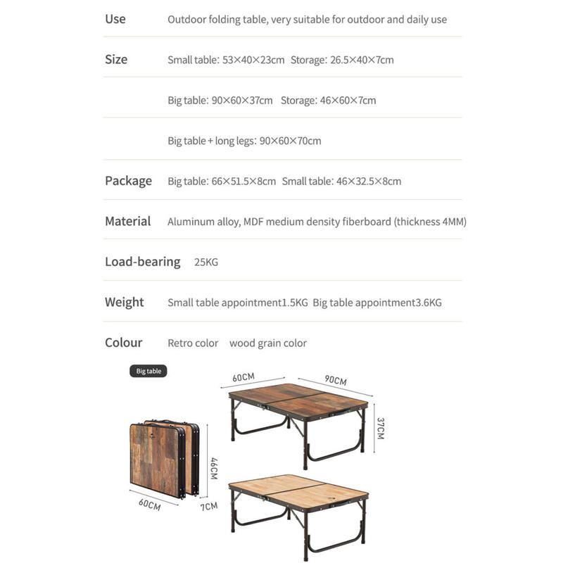 Retro outdoor folding MDF table - Brown