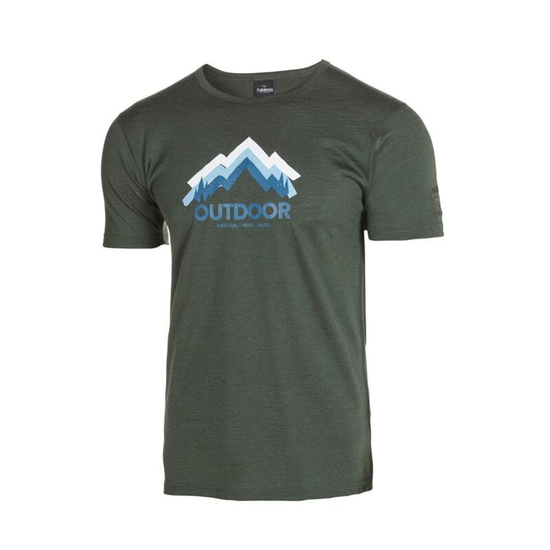 T-Shirt Agaton Trekk für Herren - 100% Merinowolle - Grün