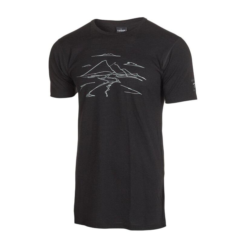 T-shirt Agaton Mountain pour homme - 100% laine mérinos - Noir