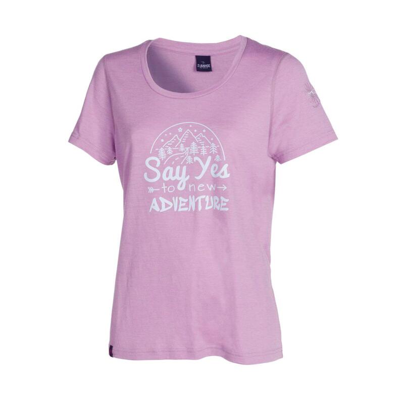 T-Shirt Meja Adventure für Damen - 100% Merinowolle - Rosa