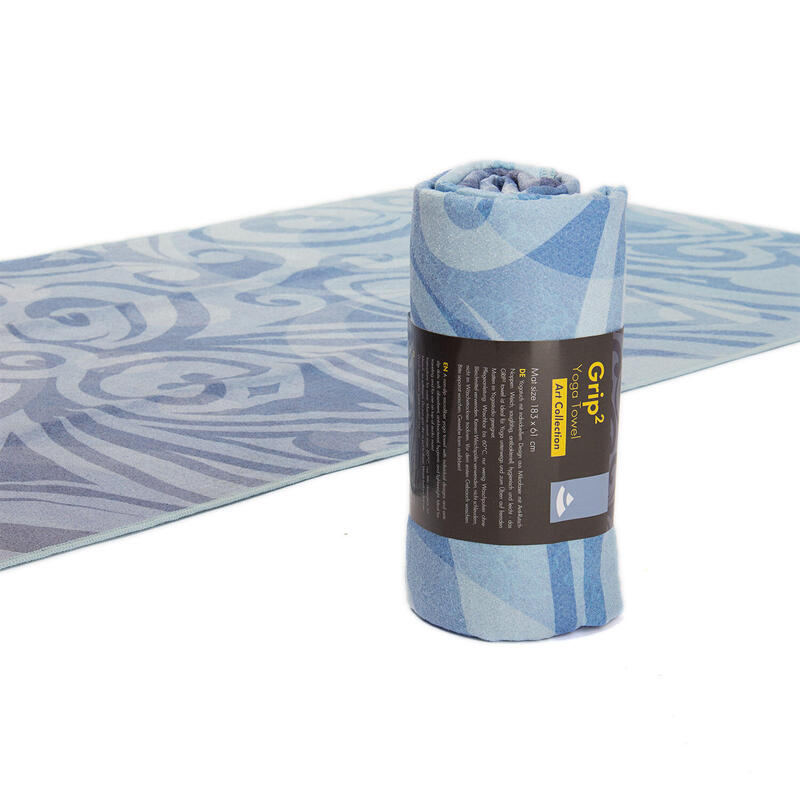 GRIP² Yoga Towel Art Collection, Maori Magic, grau/blau
