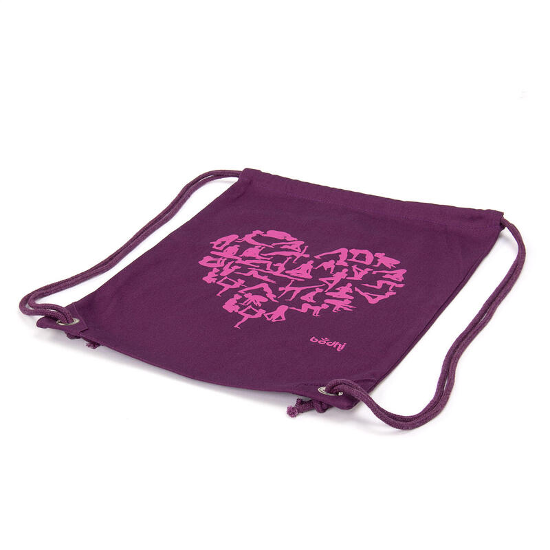 Turnbeutel Bodhi GymBag YOGA HEART, lila mit Print fuchsia, 100% Baumwolle