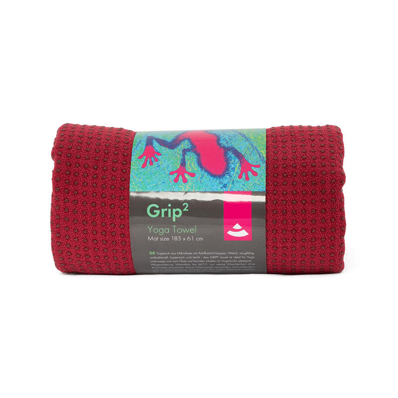 GRIP² Yoga Towel mit Antirutschnoppen, weinrot