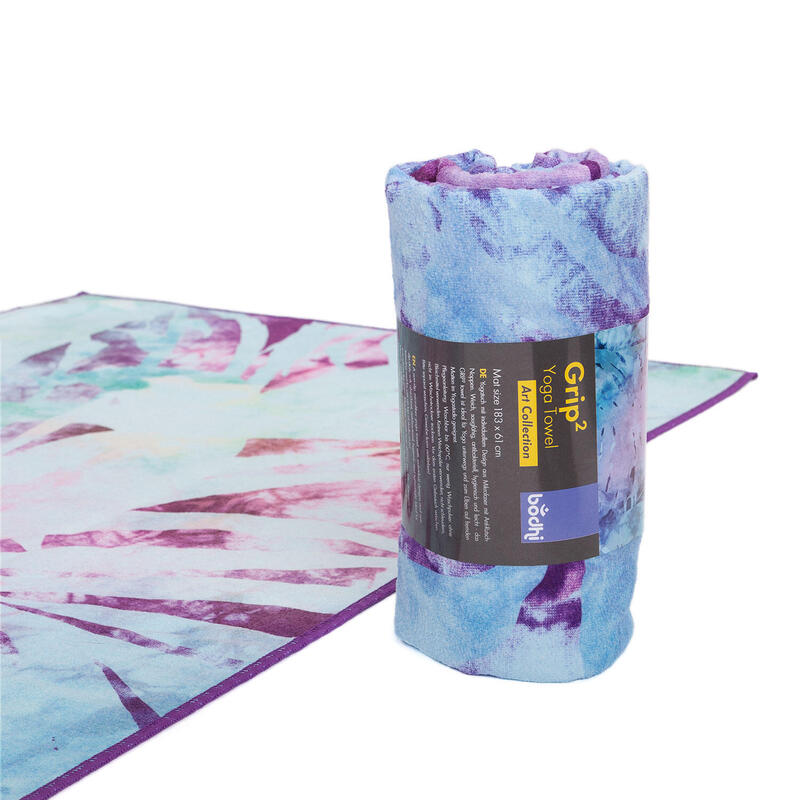 GRIP² Yoga Towel Art Collection, Arctic Leaves, blau-batik